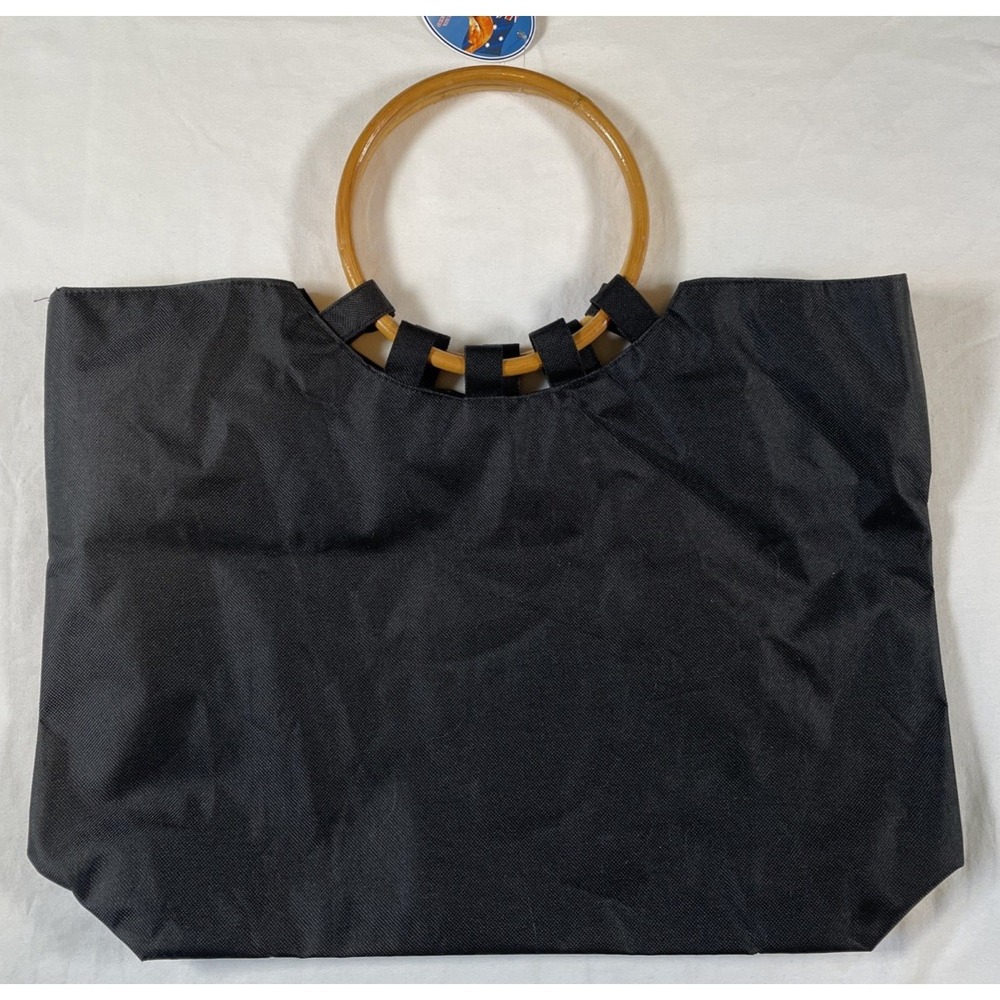 Australia United Shopping Tote Bag Womens Large Black Souvenir Bamboo Handle New - Picture 7 of 8